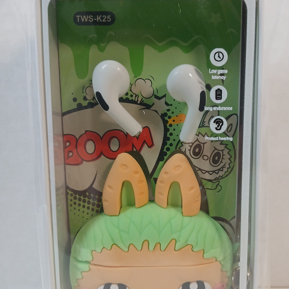 TWS-K25 Wireless Earbuds with Cartoon Case - White